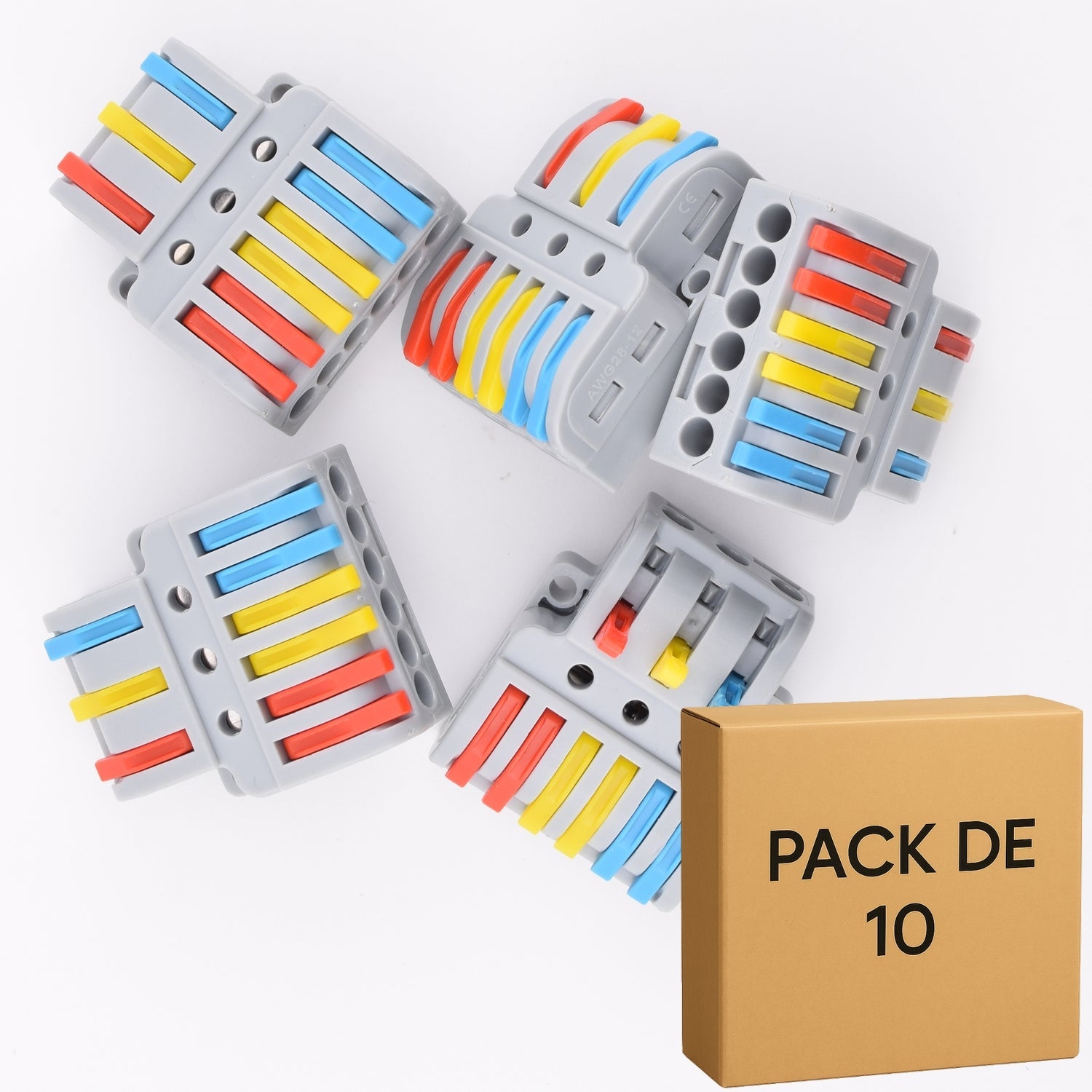 Lot de 10 bornes à levier 9 contacts 32A - 3IN/6OUT - LT-633