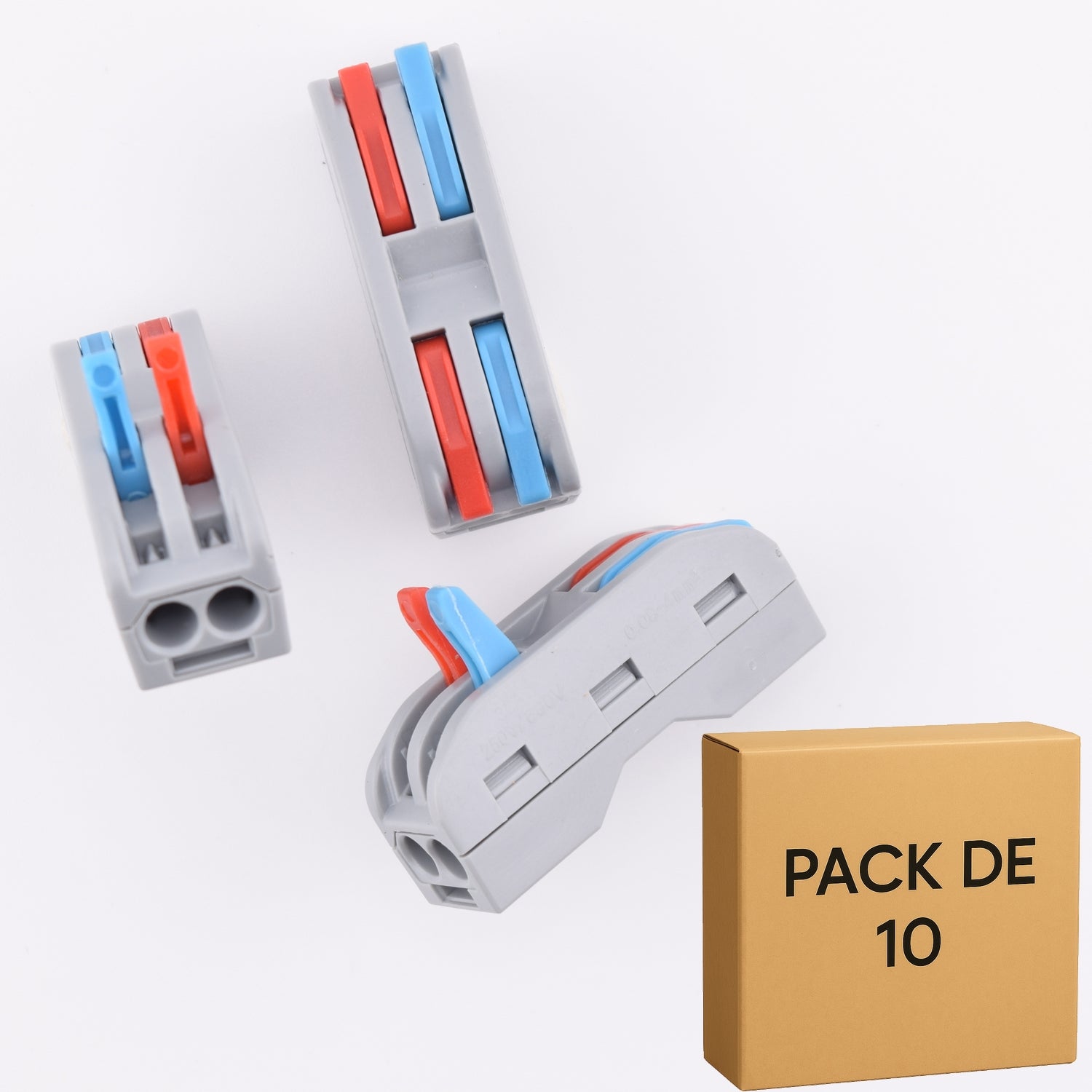 Lot de 10 bornes a levier - 2 circuits-4 contacts - 32A - PCT-222