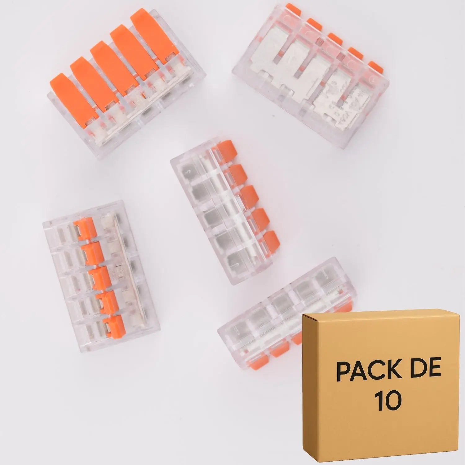10 Bornes de Raccordement à Levier, 5 contacts, 40A, 6 mm² - LT-615 ELENCO