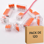 Alternative WAGO 221 – Pack Pro 120 bornes à levier transparentes – 2, 3 et 5 contacts – PCT-412 / 413 / 415 – 32A ELENCO