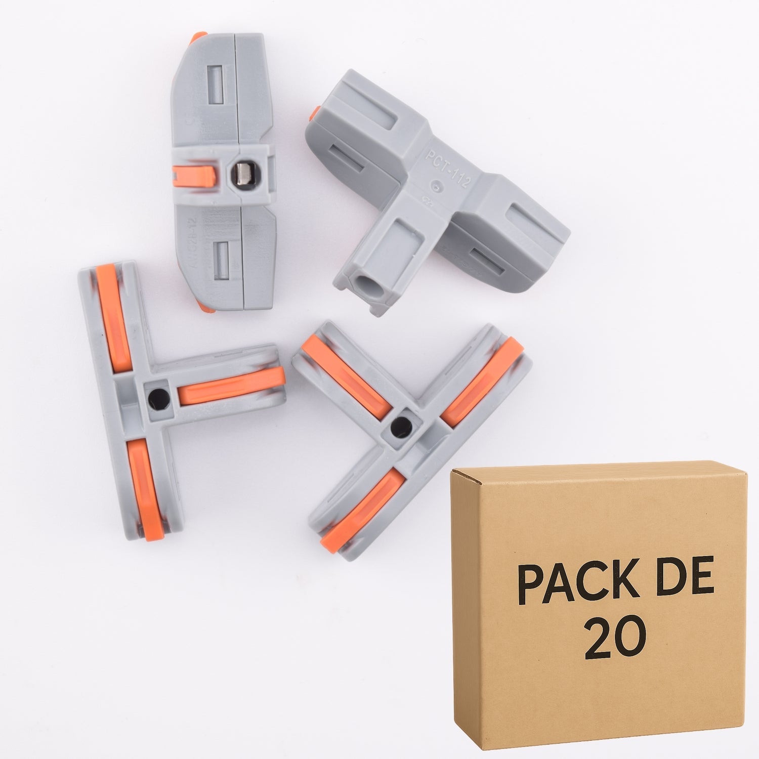 Lot de 20 bornes à levier 3 contacts en T - 32A - série PCT-112