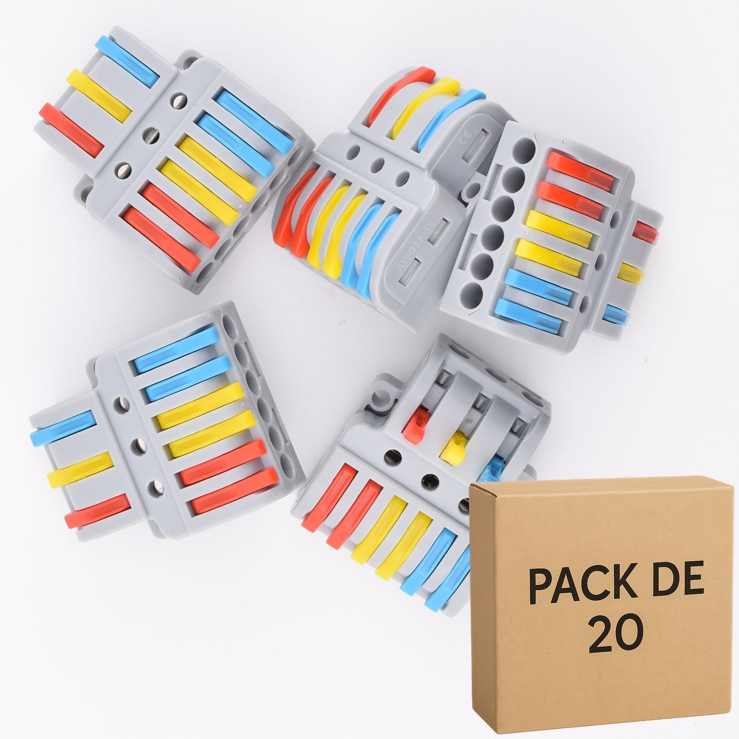 Lot de 20 bornes à levier 9 contacts 32A - 3IN/6OUT - LT-633