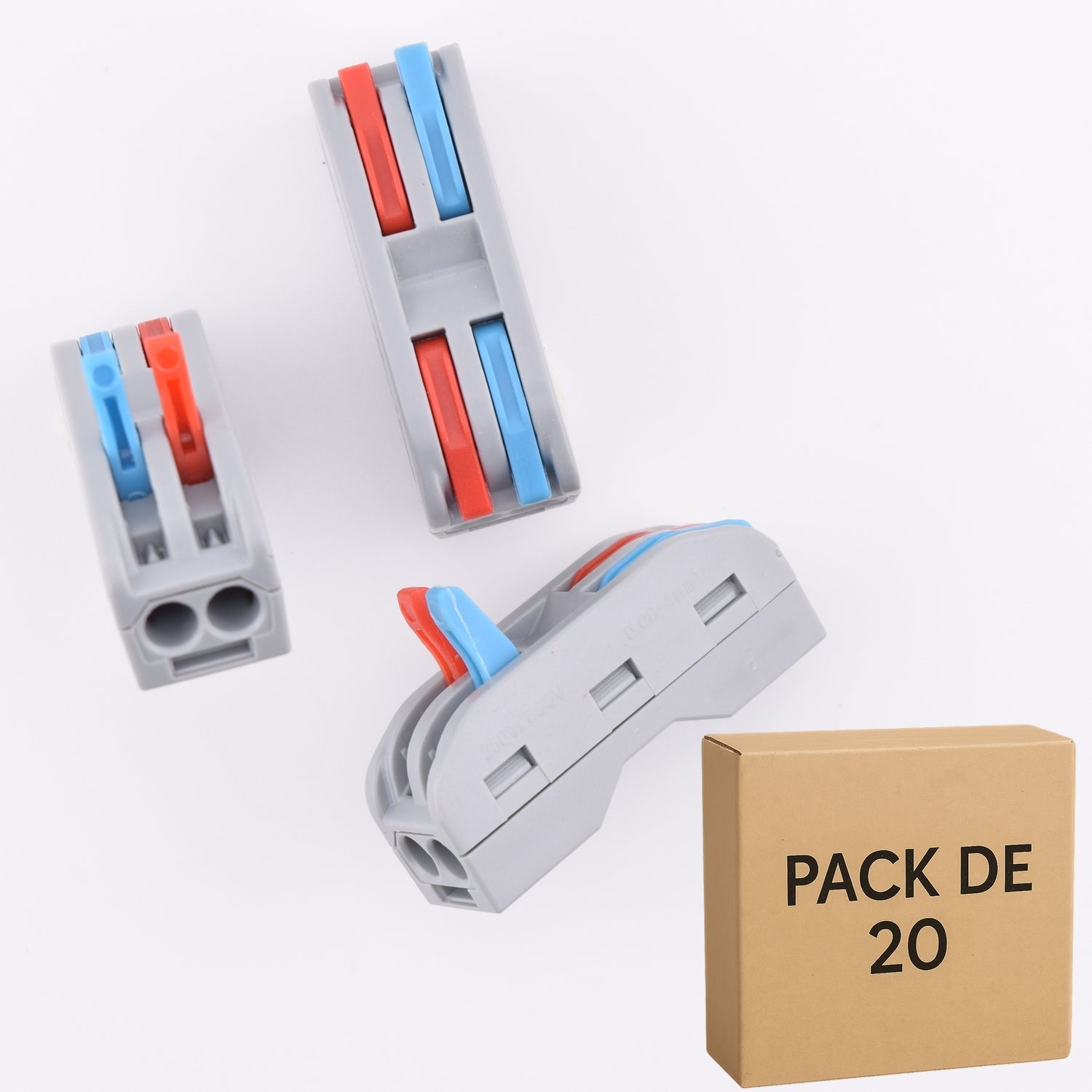 Lot de 20 bornes a levier - 2 circuits-4 contacts - 32A - PCT-222