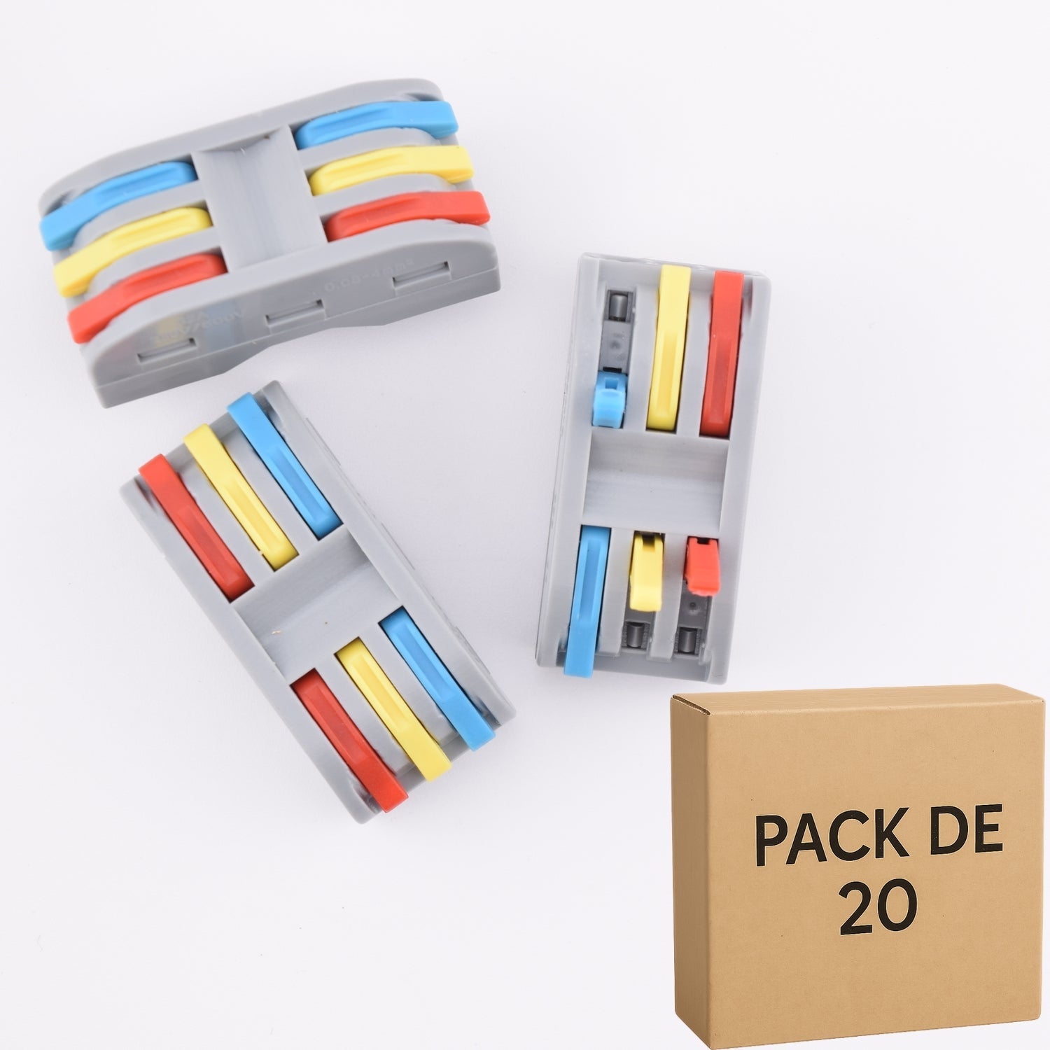 Lot de 20 bornes à leviers 6 contacts 32A 3 circuits PCT-223