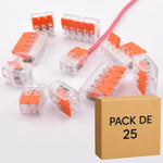 Alternative WAGO 221 – Pack 25 bornes à levier transparentes – 2, 3 et 5 contacts – PCT-412 / 413 / 415 – 32A ELENCO