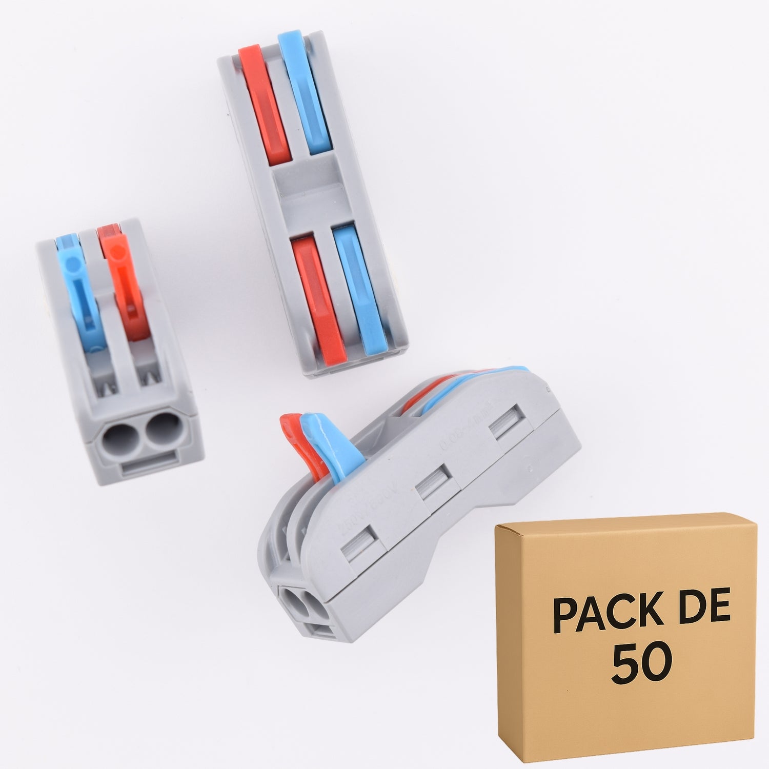 Lot de 50 bornes a levier - 2 circuits-4 contacts - 32A - PCT-222