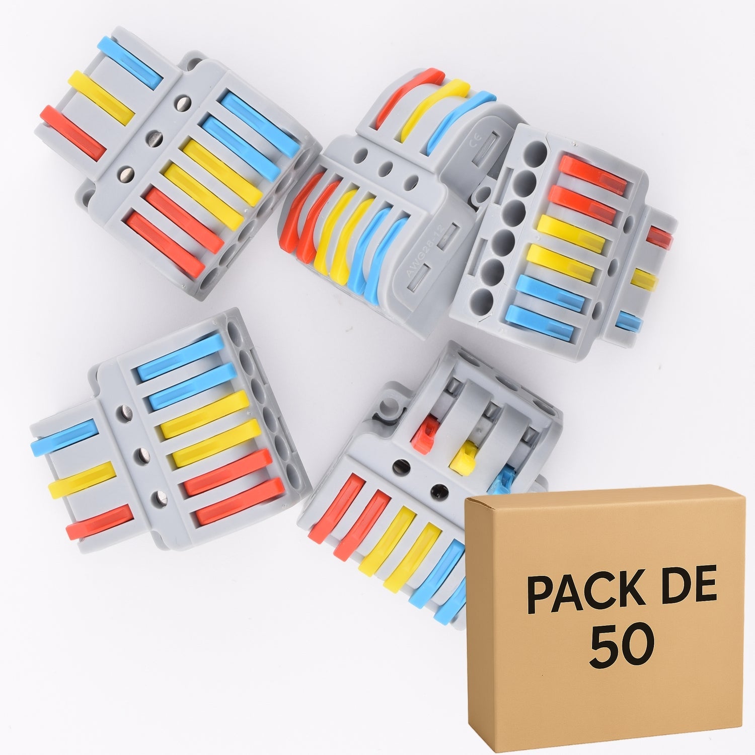 Lot de 50 bornes à levier 9 contacts 32A - 3IN/6OUT - LT-633
