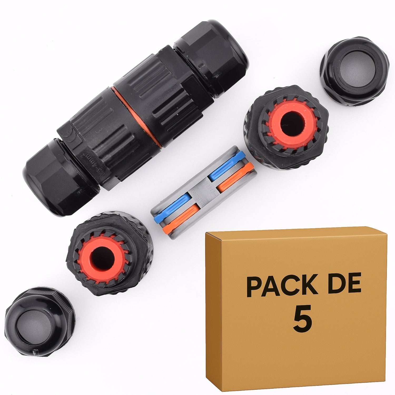 lot de 5 Connecteurs étanches IP68 levier - 2 circuits - 4 pôles- 200/3- 2P
