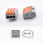 Schéma technique du connecteur PCT‑213, comparable à Wago 222‑413