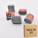 Pack de 20 bornes à levier PCT-215, 5 contacts – alternative WAGO 222-415