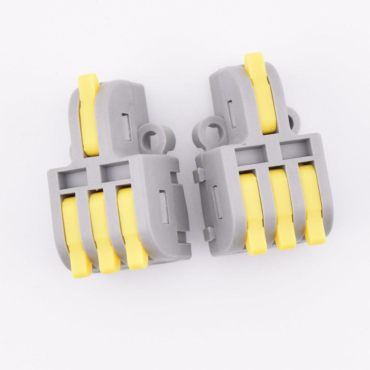 Assemblage par tenon mortaise des connecteurs rapides à leviers jaunes, 4 contacts, 1 IN- 3OUT, LT13J