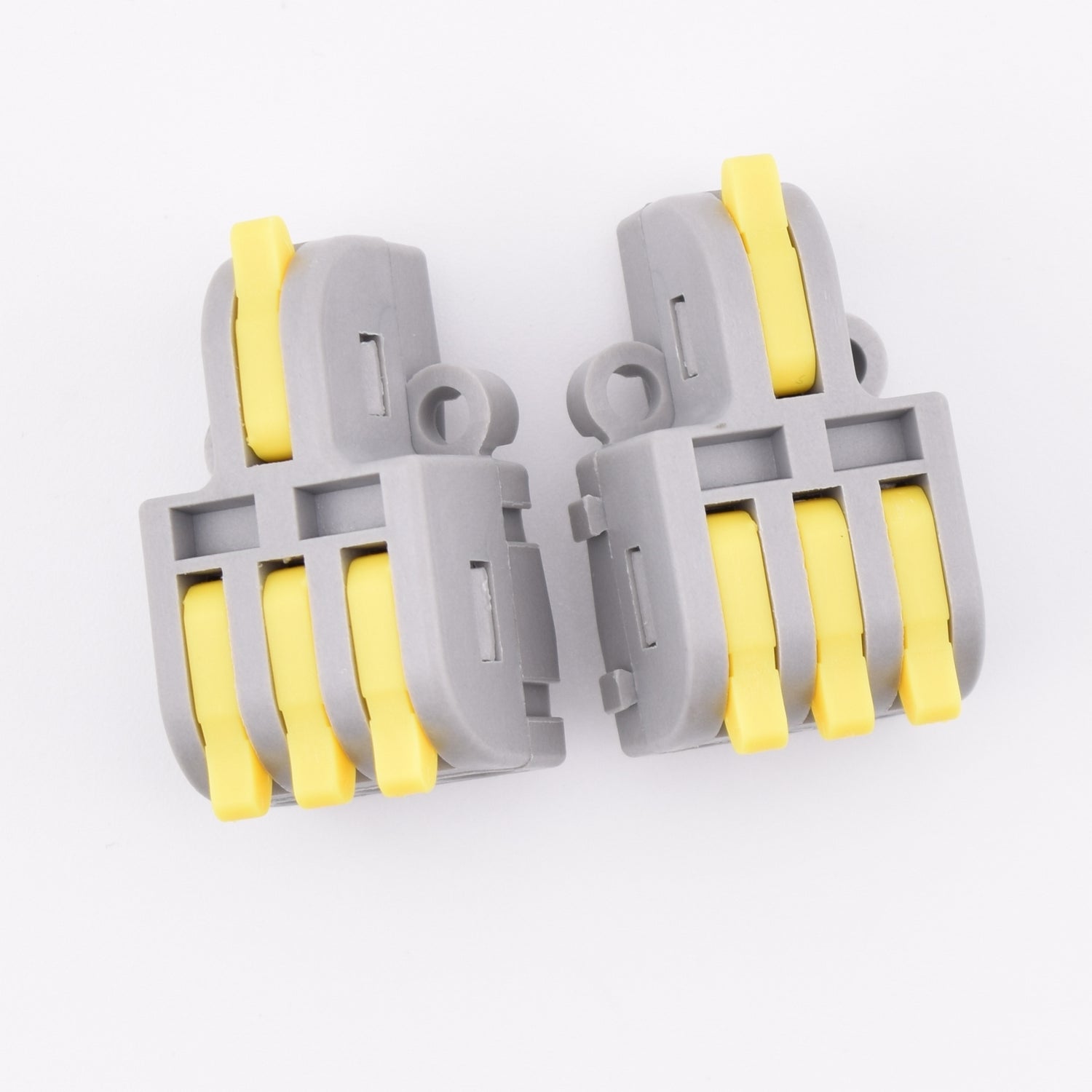 Assemblage par tenon mortaise des connecteurs rapides à leviers jaunes, 4 contacts, 1 IN- 3OUT, LT13J