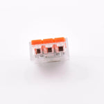 Entrées pour 3 fils souples ou rigides de la borne PCT-413, usage similaire Wago 221-413
