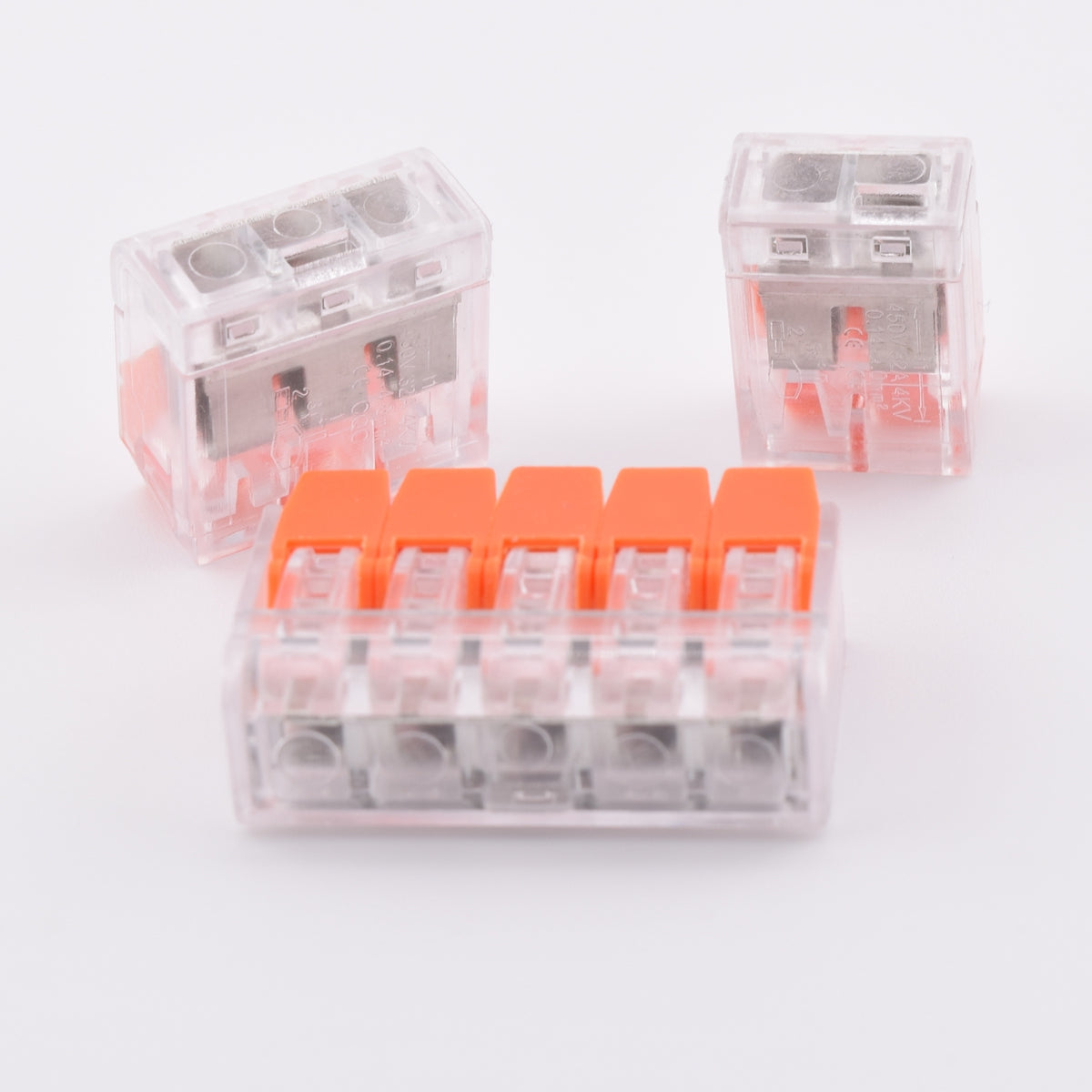 Bornes à levier type WAGO 221 – pack mixte 2, 3 et 5 pôles – PCT transparentes