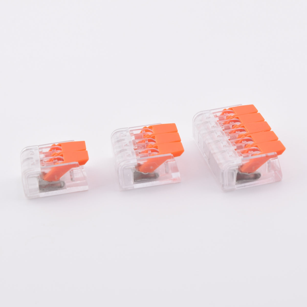 Bornes à elviers transparentes 2,3 et 5 contacts, 32A à plat