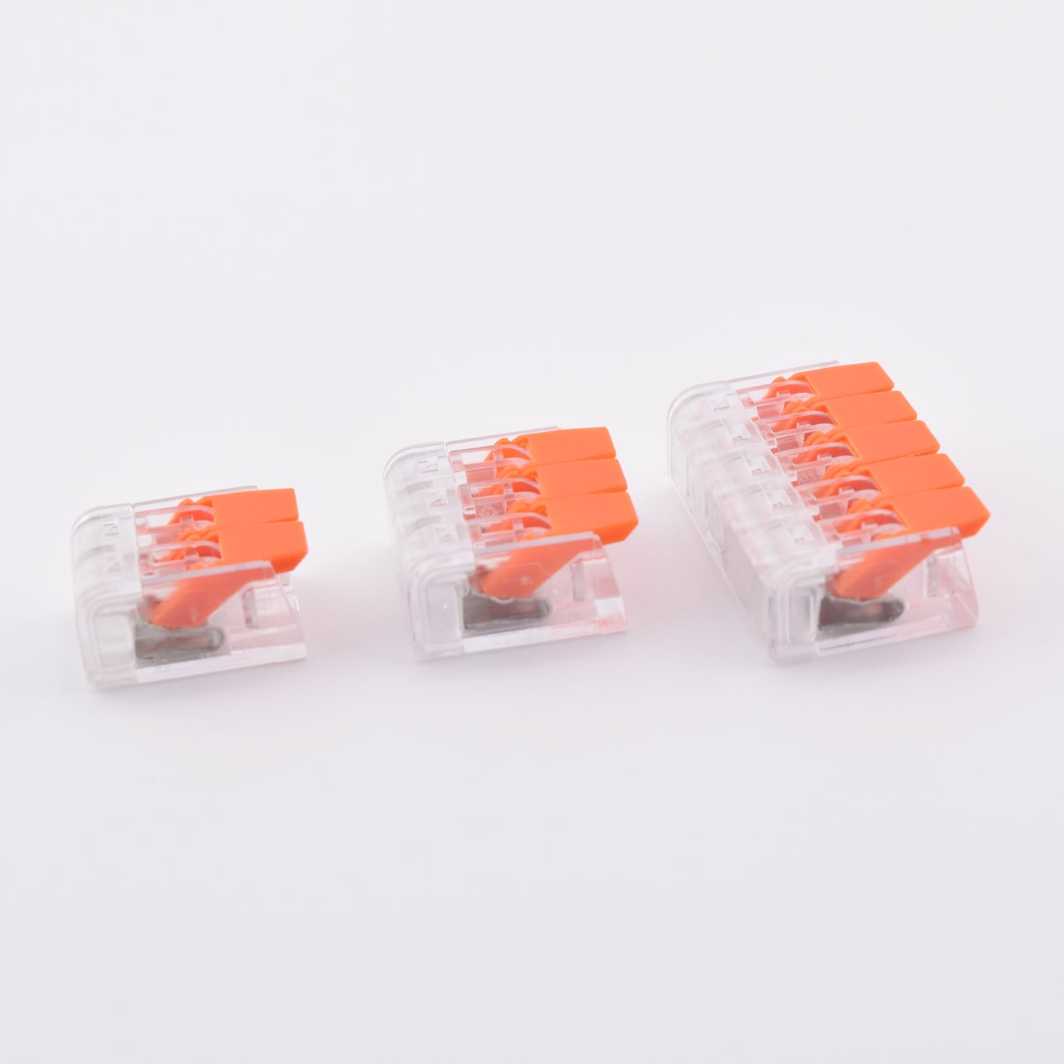 Bornes à elviers transparentes 2,3 et 5 contacts, 32A à plat