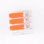 Borne à levier  transparente 3 contacts 40A 6mm² vue de dessus