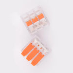 Borne à levier  transparente 3 contacts 40A 6mm², dessus leviers ouverts et fermés