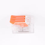 Borne à levier  transparente 3 contacts 40A 6mm² vue de profil
