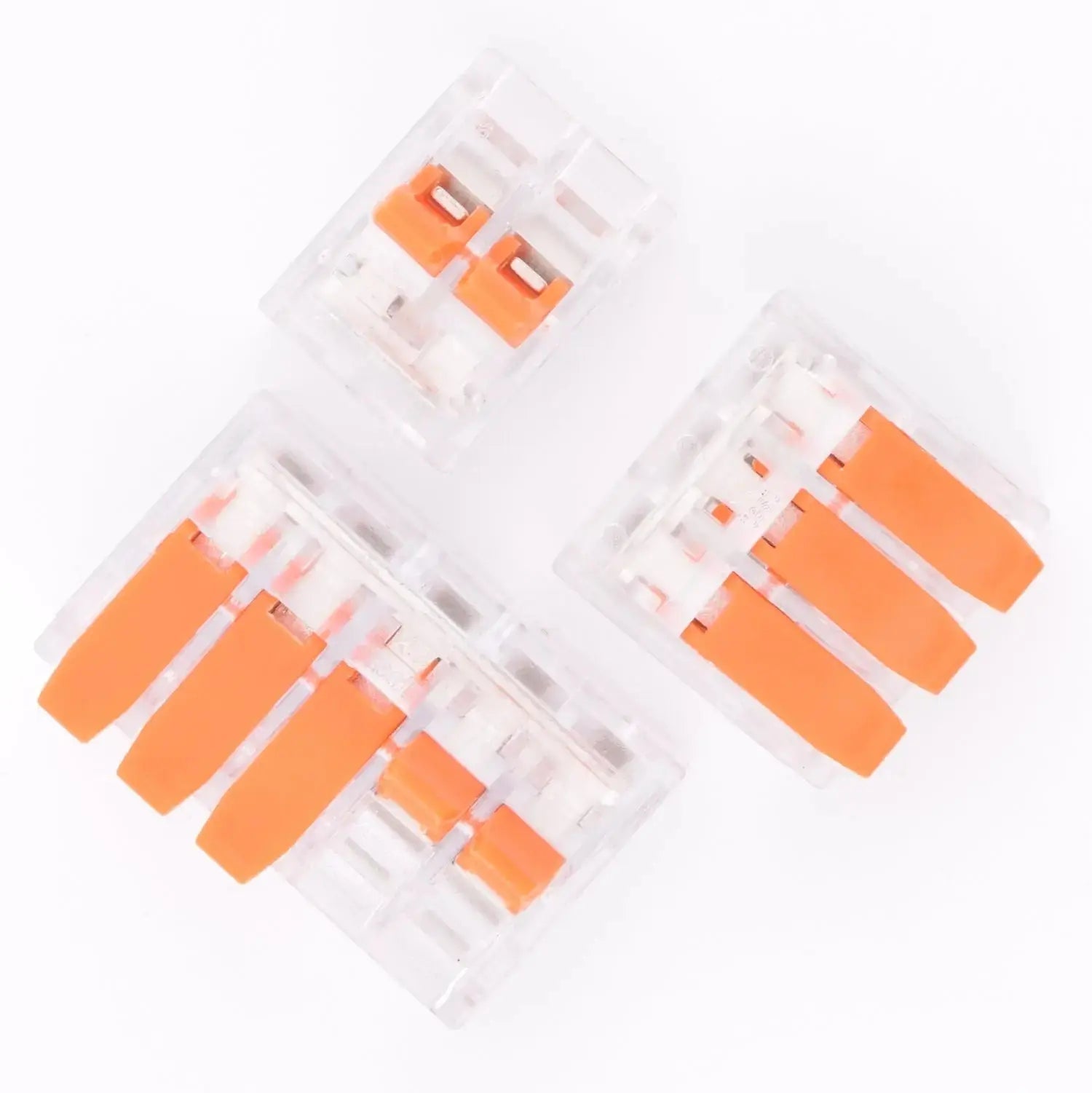 cablage des bornes à leviers transparentes- 2-3-5 contacts 40A  6mm² LT-612-613-615 leviers ouverts