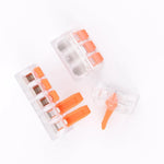cablage des bornes à leviers transparentes- 2-3-5 contacts 40A  6mm² LT-612-613-615 leviers ouverts et fermés