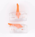 Borne a levier transparentes 5 poles 40A 6mm² LT-615 profil, leviers ouverts et fermés