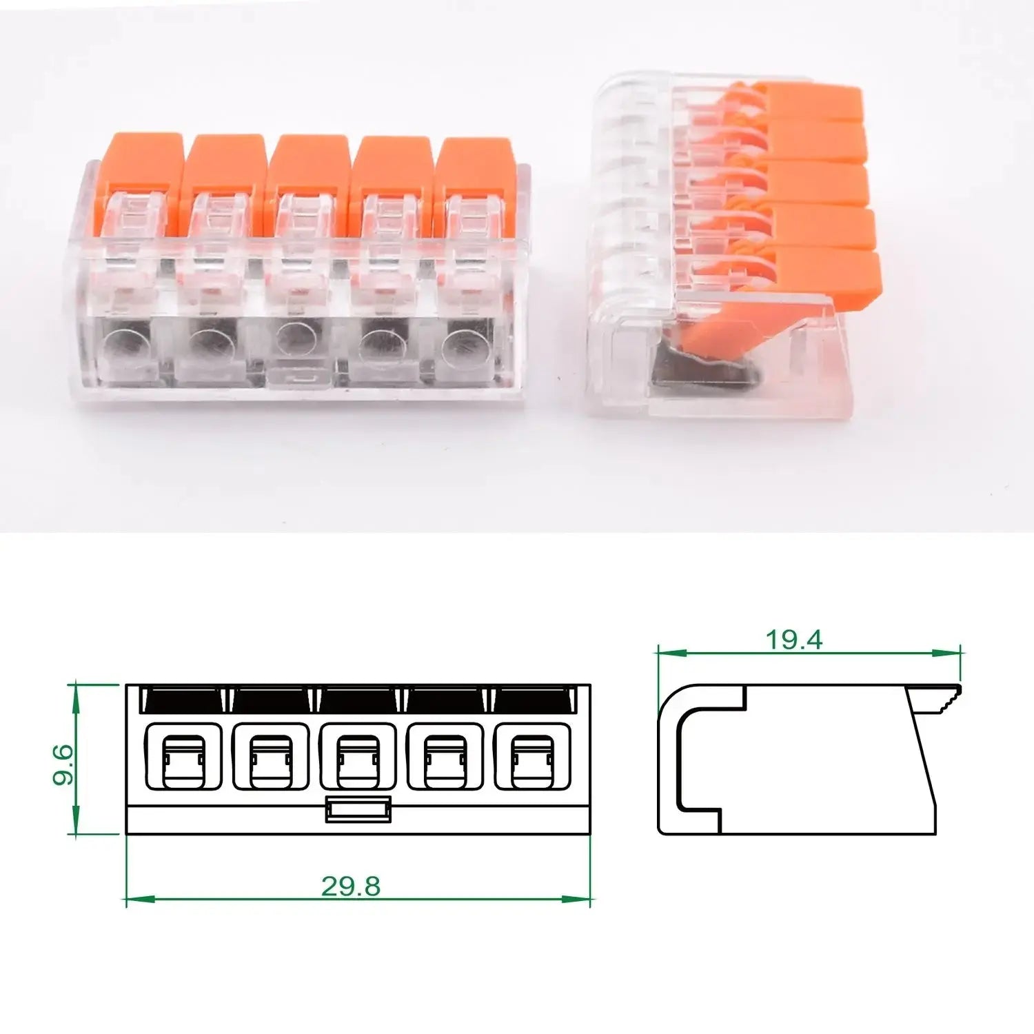Schéma technique PCT-415 – dimensions de la borne à levier – alternative WAGO 221-415