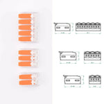 Cotes des bornes à leviers transparentes- 2-3-5 contacts 40A  6mm² LT-612-613-615