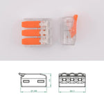 Cotes des 20 bornes a levier transparentes 40A 6mm², 3 contacts LT613