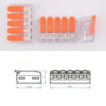 Cotes des bornes à leviers transparentes - 5 contacts - 40A-6mm²- LT615