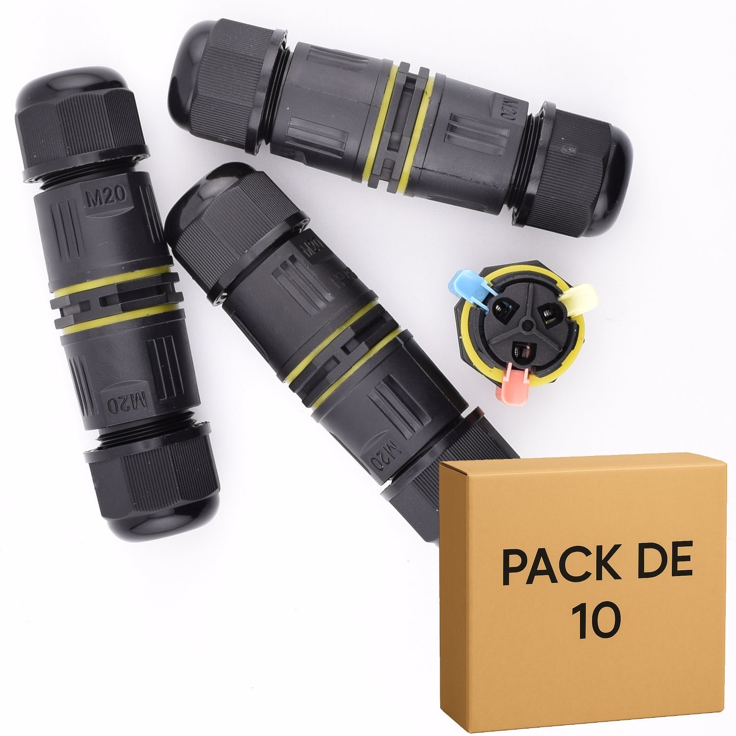 lot de 10 connecteurs étanches IP68 à leviers , 3 circuits -16A série P20-3P