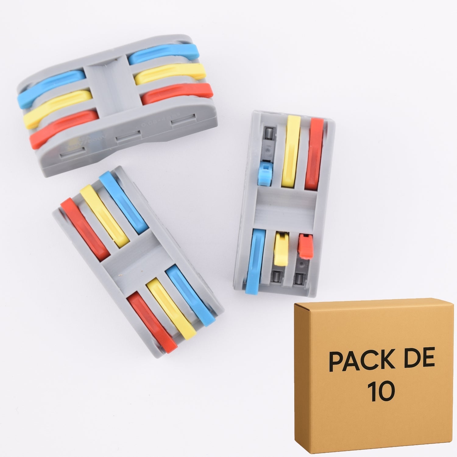 Lot de 10 bornes à leviers 6 contacts 32A 3 circuits PCT-223