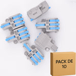 Lot de 10 bornes à leviers bleu 4 contacts 32A - 1 entrée / 3 sorties LT-13-B