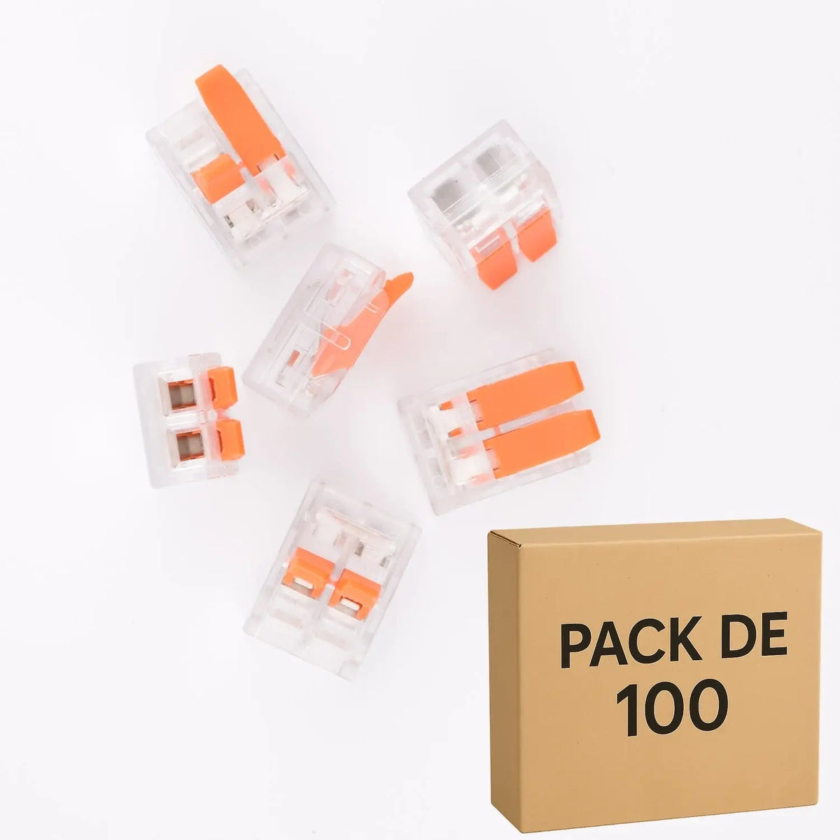 Lot de 100 bornes à levier LT-612, 2 pôles 40 A 6 mm² - ELENCO