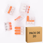 Lot de 20 bornes a levier transparentes 40A 6mm², 3 contacts LT613