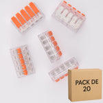 Lot de 20 bornes à leviers transparentes - 5 contacts - 40A-6mm²- LT615