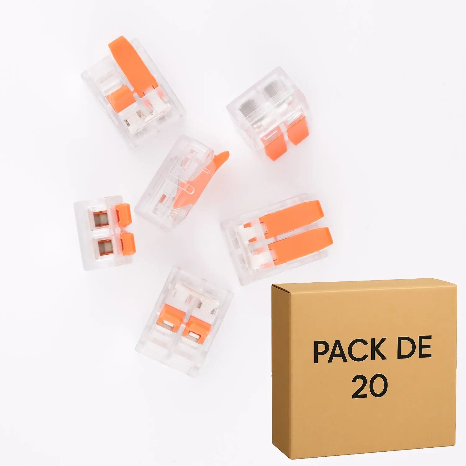 20 Bornes de Raccordement à Levier, 2 contacts, 40A, 6 mm² - LT-612 ELENCO