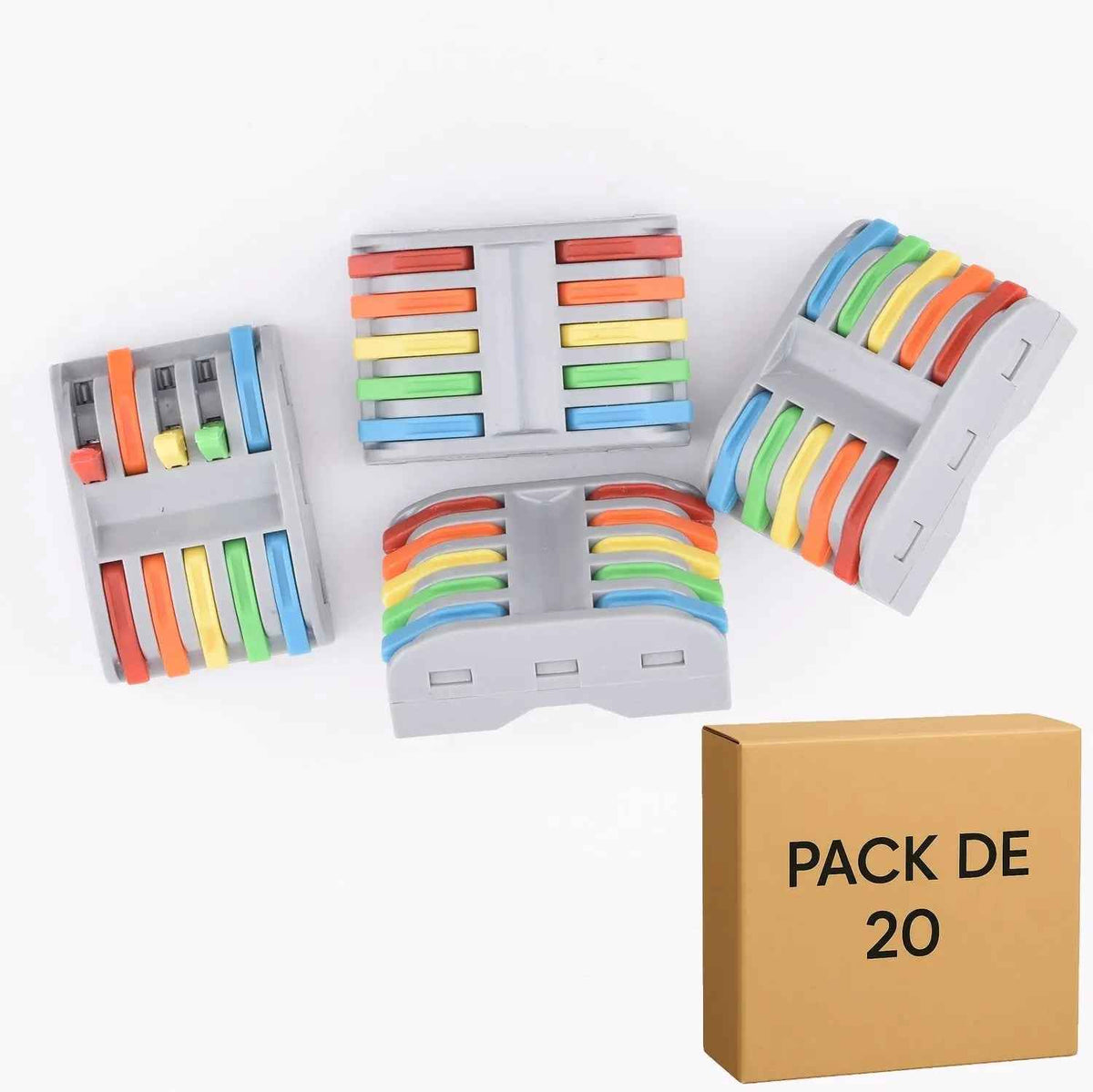 Lot de 20 connecteurs à levier PCT-225, 5 circuits 5 entrées / 5 sorties 32 A - ELENCO