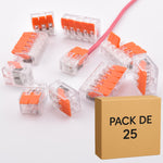Pack 25 bornes transparentes PCT – 2, 3 et 5 contacts – alternative WAGO 221-412/413/415