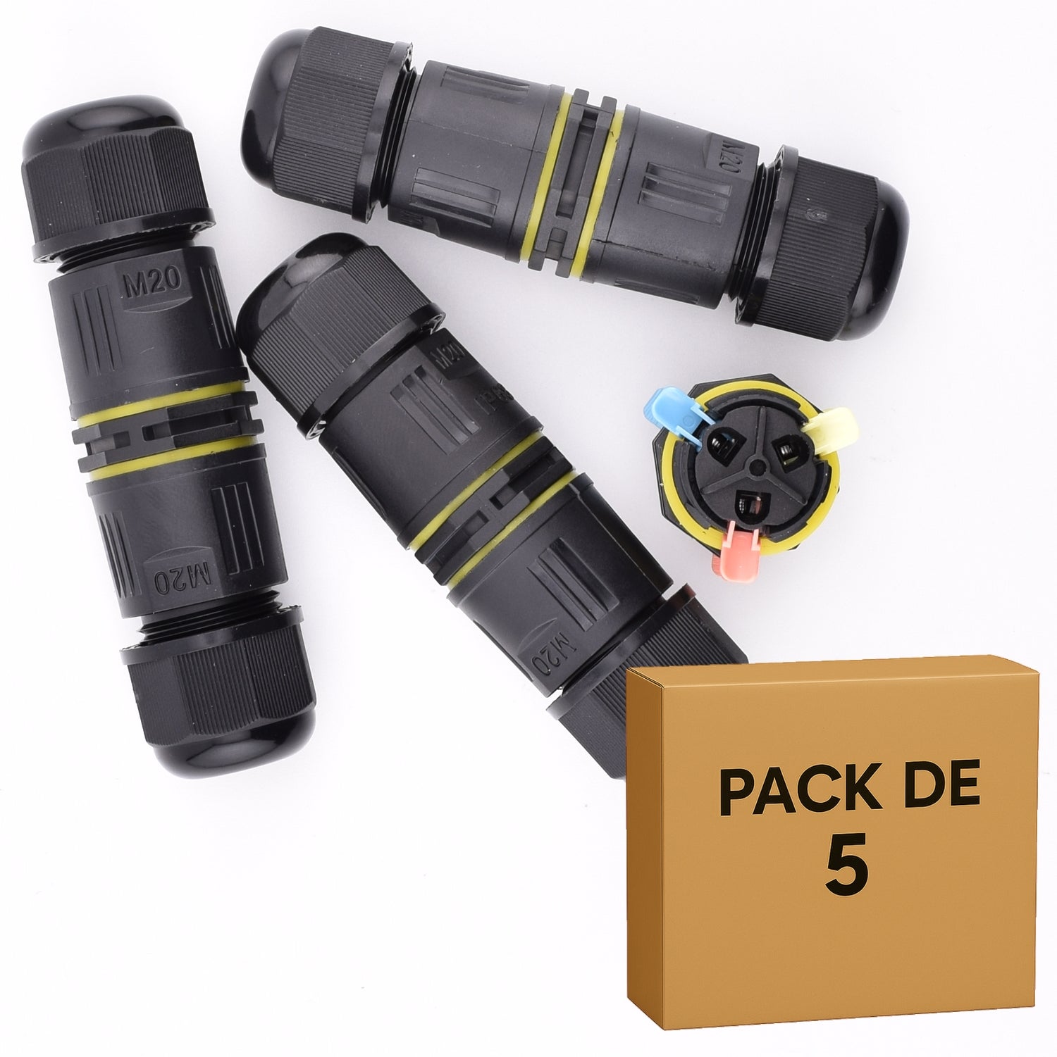Lot de 5 connecteurs étanches IP68 à leviers , 3 circuits -16A série P20-3P