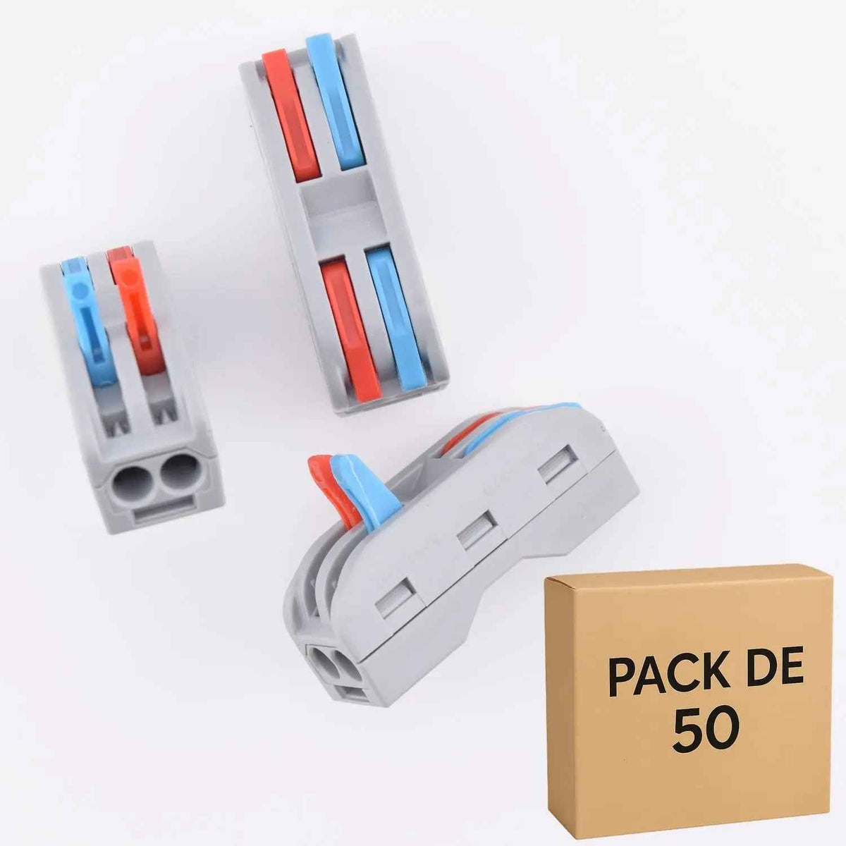 Lot de 50 connecteurs à levier PCT-222, 2 circuits 2 entrées / 2 sorties 32 A - ELENCO