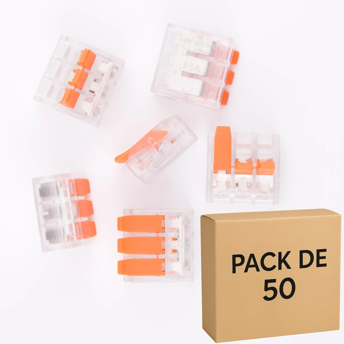 Lot de 50 bornes à levier LT-613, 3 pôles 40 A 6 mm² - ELENCO