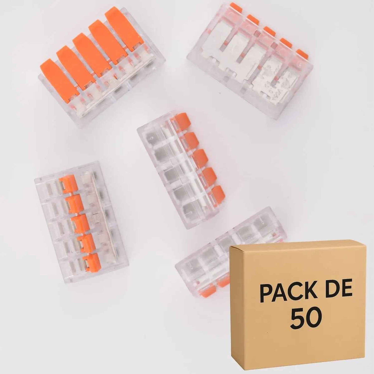 Lot de 50 bornes à levier LT-615, 5 pôles 40 A 6 mm² - ELENCO
