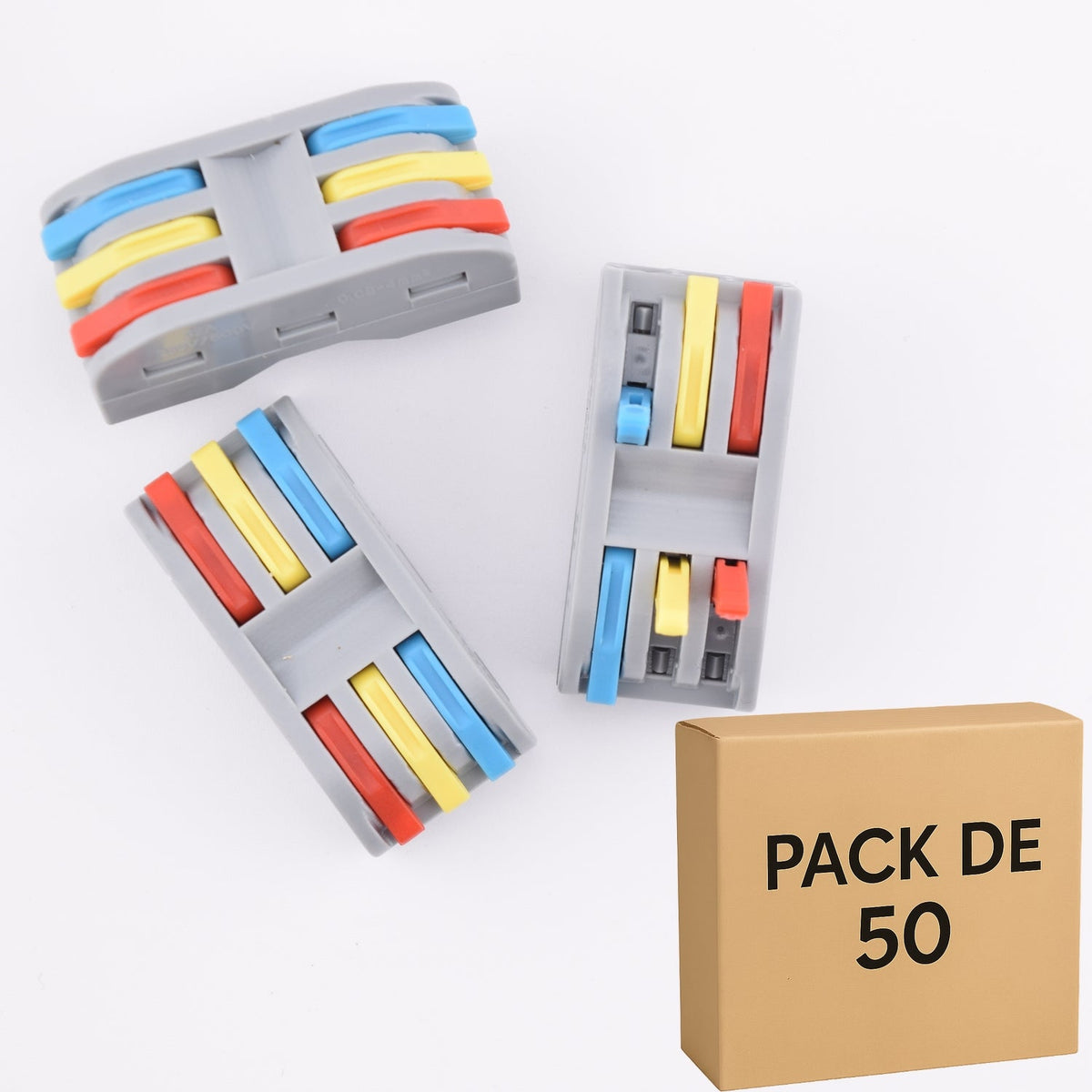 Lot de 50 bornes à leviers 6 contacts 32A 3 circuits PCT-223