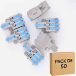 Lot de 50 bornes à levier LT-13 bleu, 1 entrée 3 sorties 32 A - ELENCO