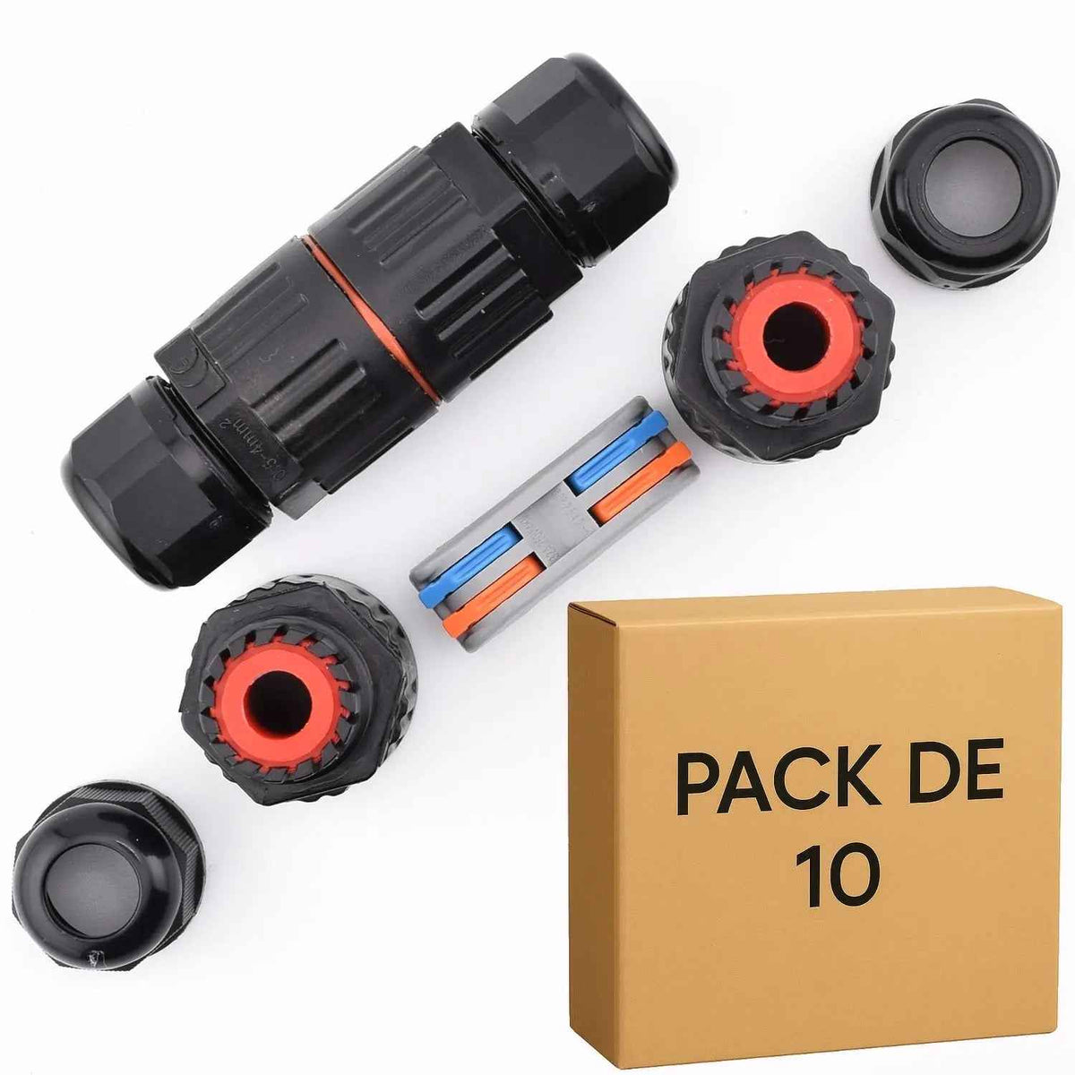 Lot de 10 connecteurs étanches IP68 à levier en ligne 2 circuits 200/3-2P ELENCO