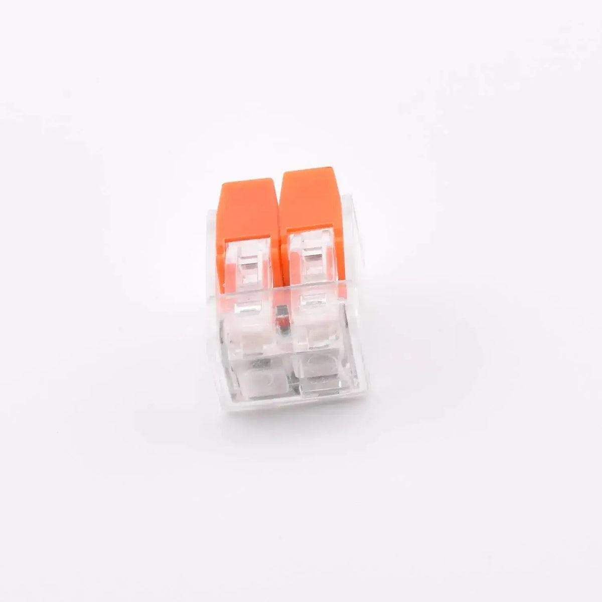 Borne à levier transparente PCT-412, 2 contacts 32 A, vue de face - ELENCO