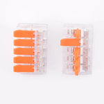 Borne a levier transparentes 5 poles 40A 6mm² LT-615 dessus, leviers ouverts et fermés