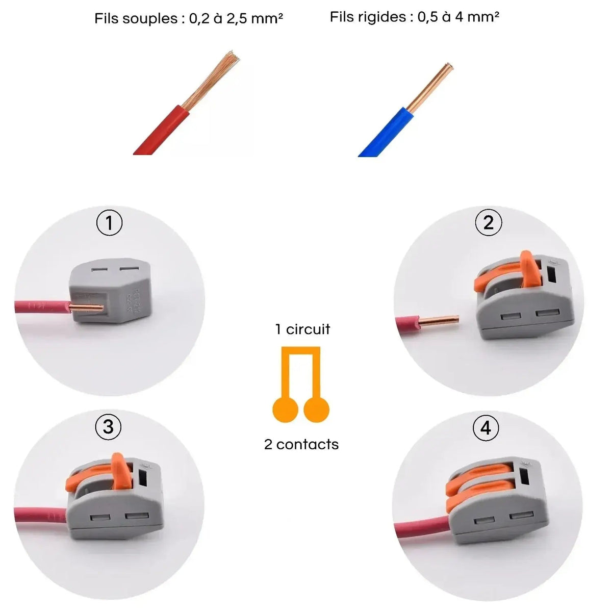 Connecteur électrique 2 contacts PCT-212, alternative à la borne WAGO, bonne pratique de cablage