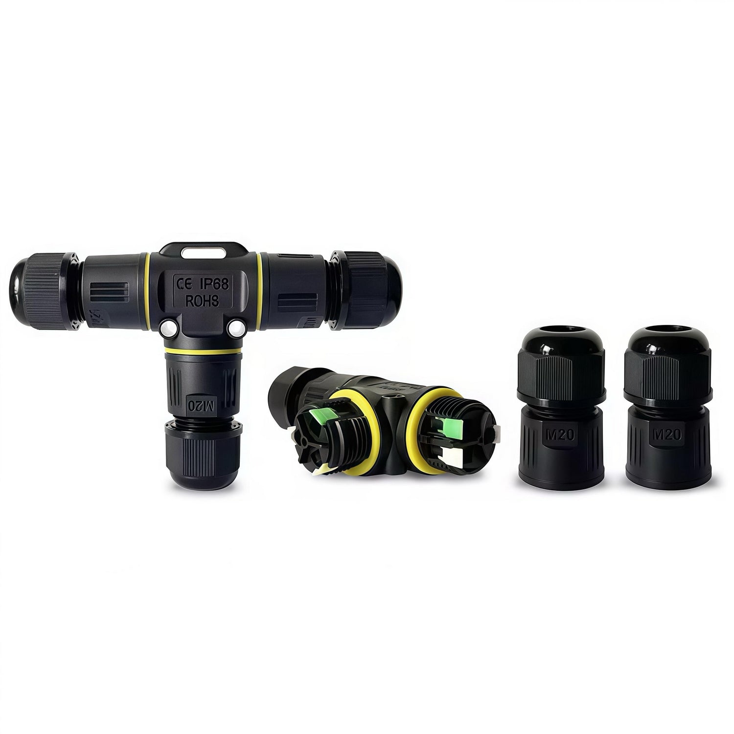 Connecteur étanche IP68 en T, leviers intégrés - 3 circuits 16A - modèle P20-T